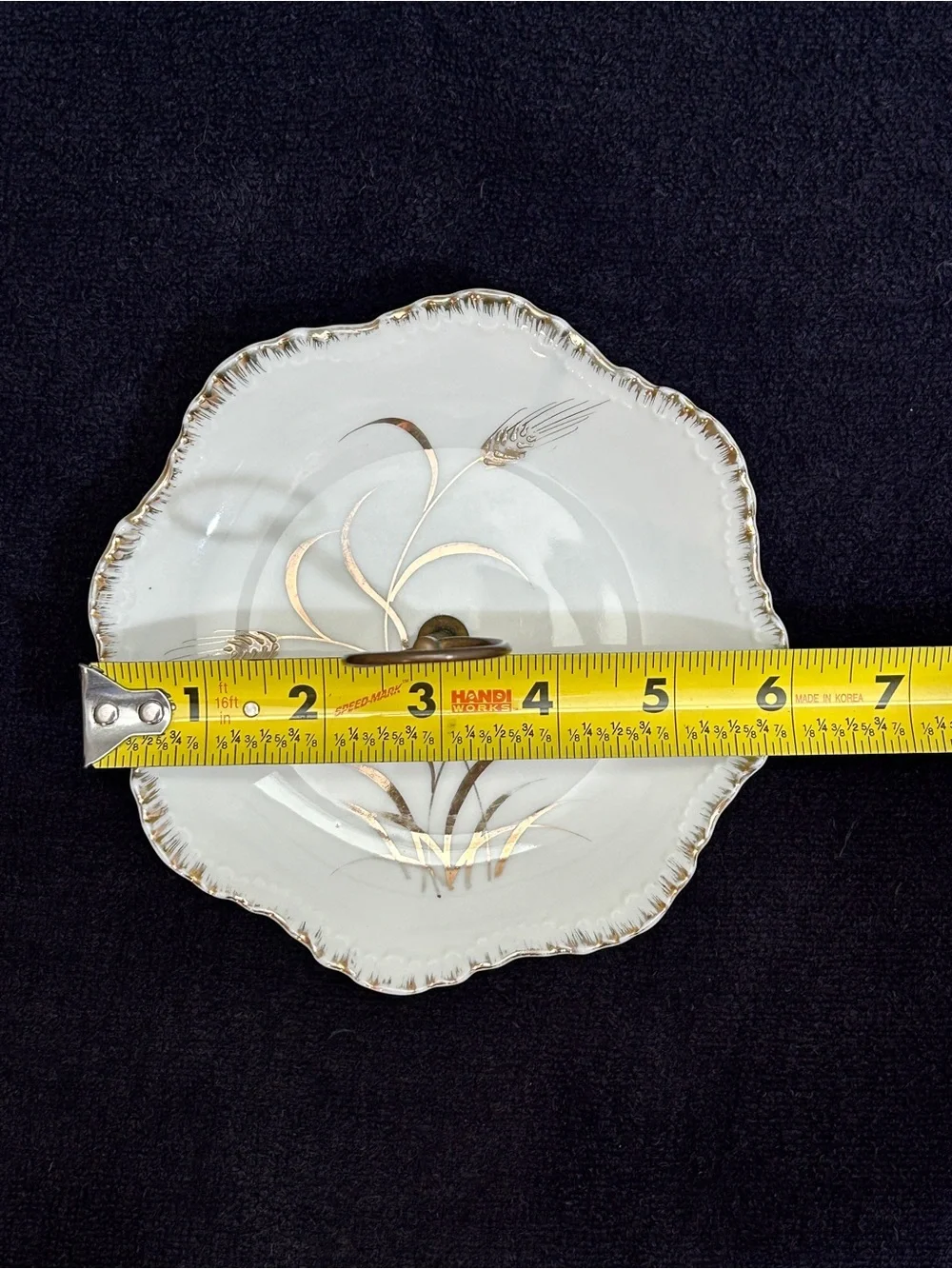 Vtg Lefton Tidbit 22K Gold Wheat Hand Painted Serving Dish Porcelain Tray 6”x6”